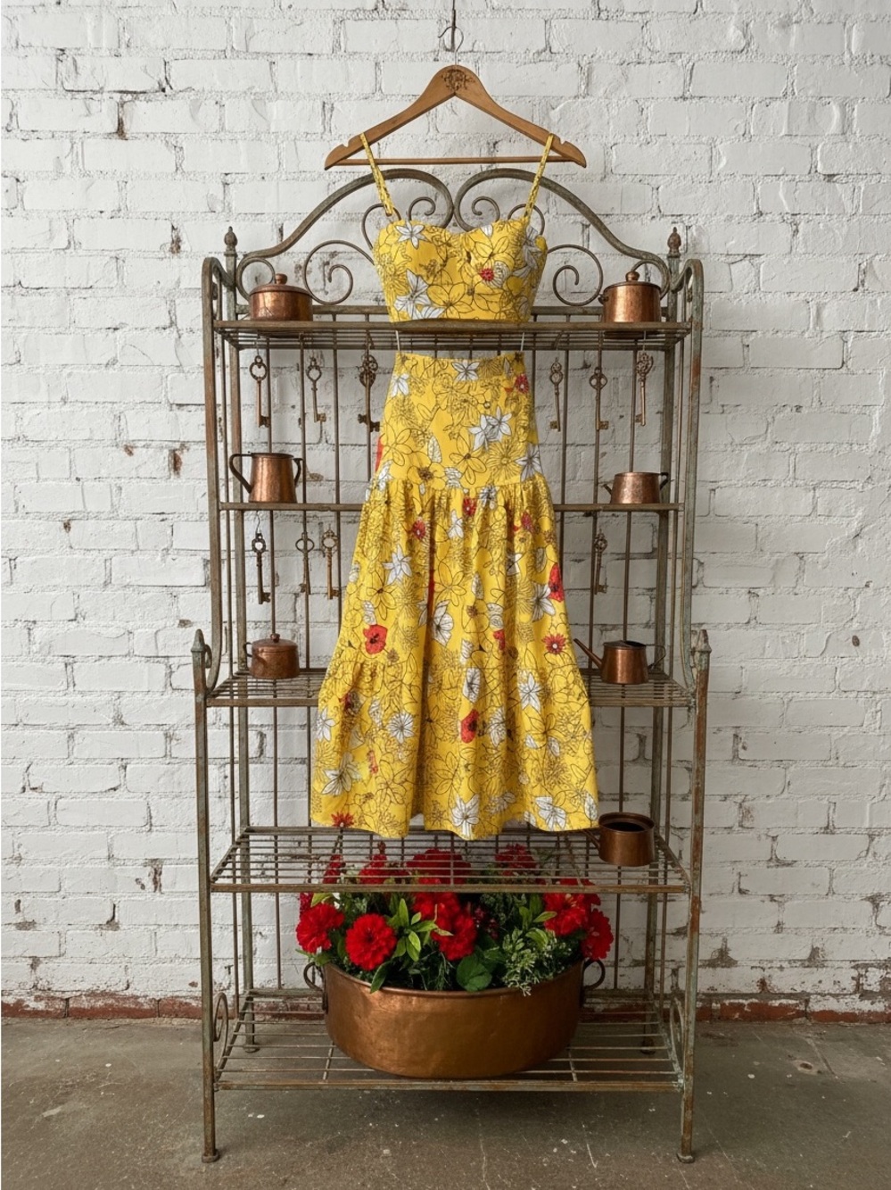 Spring/Summer- Cbr 2-piece skirt set,NWT, yellow floral, tank, maxi,fits 2/4